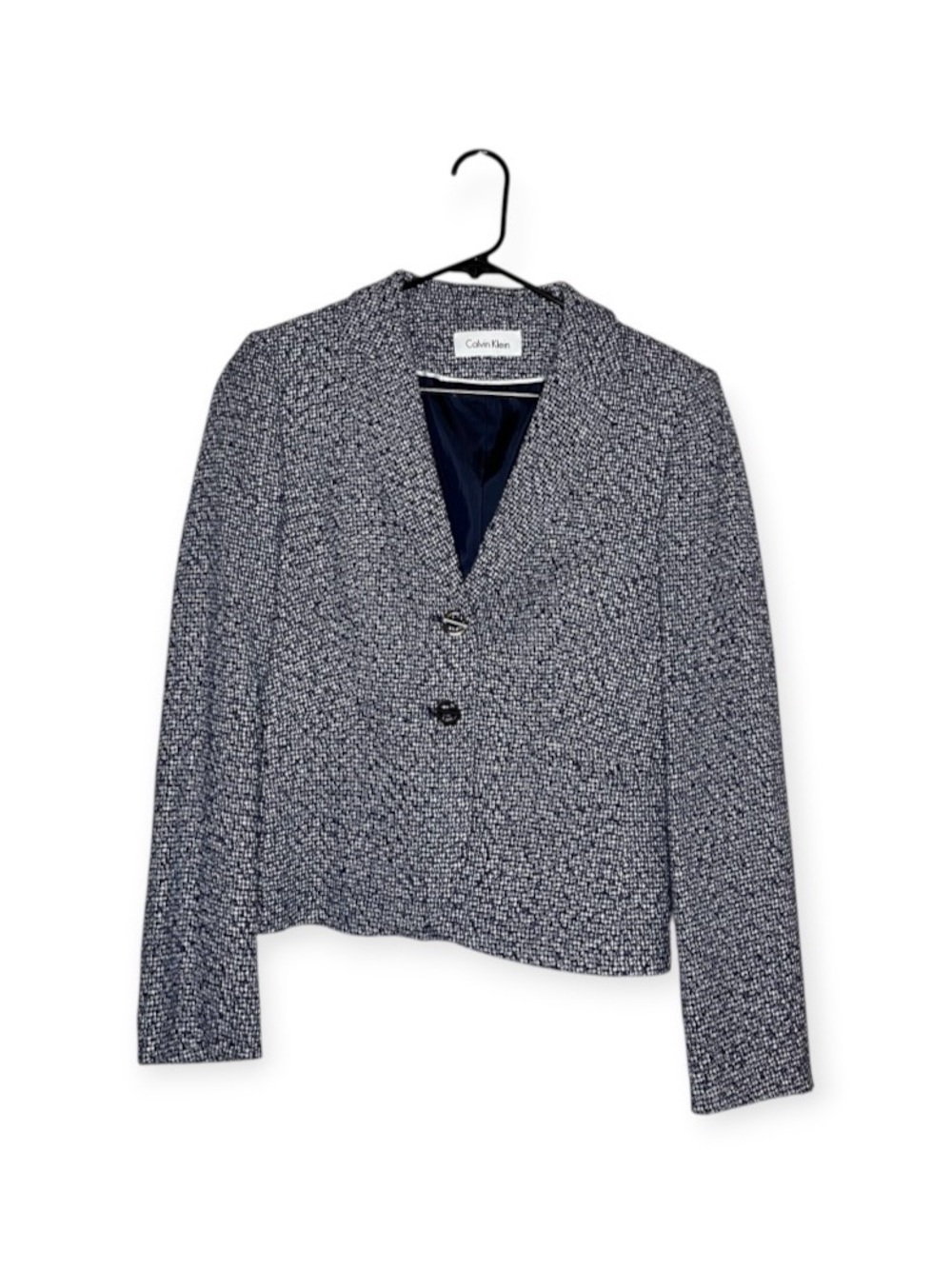Calvin Klein Navy and White Tweed Blazer Jacket